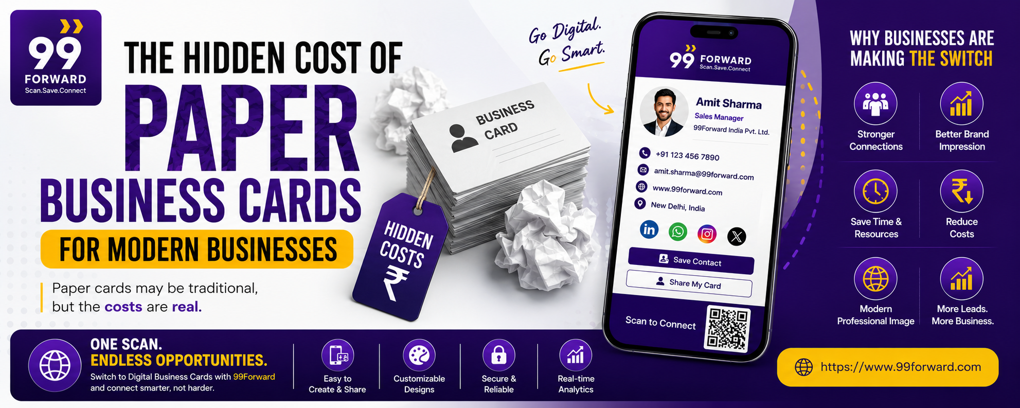 The Hidden Cost of Paper Business Cards for Modern Businesses | 99Forward