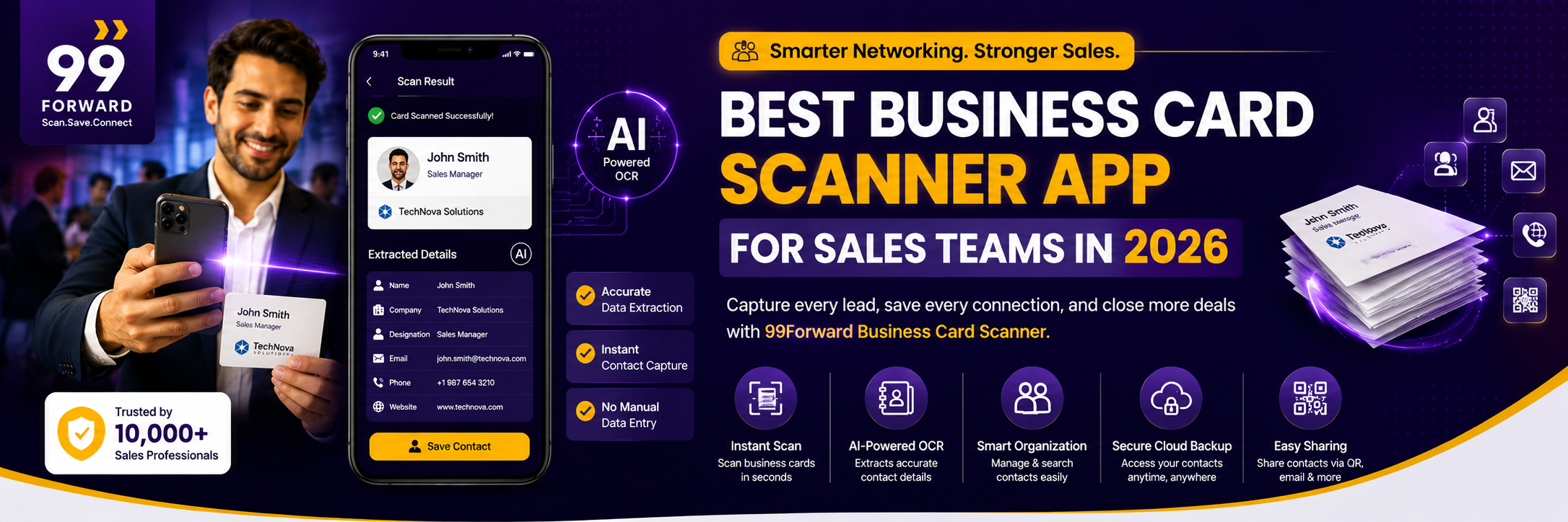 Best Business Card Scanner App for Sales Teams in 2026 | 99Forward